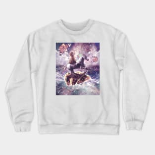 Poodle Riding Unicorn on Taco Crewneck Sweatshirt